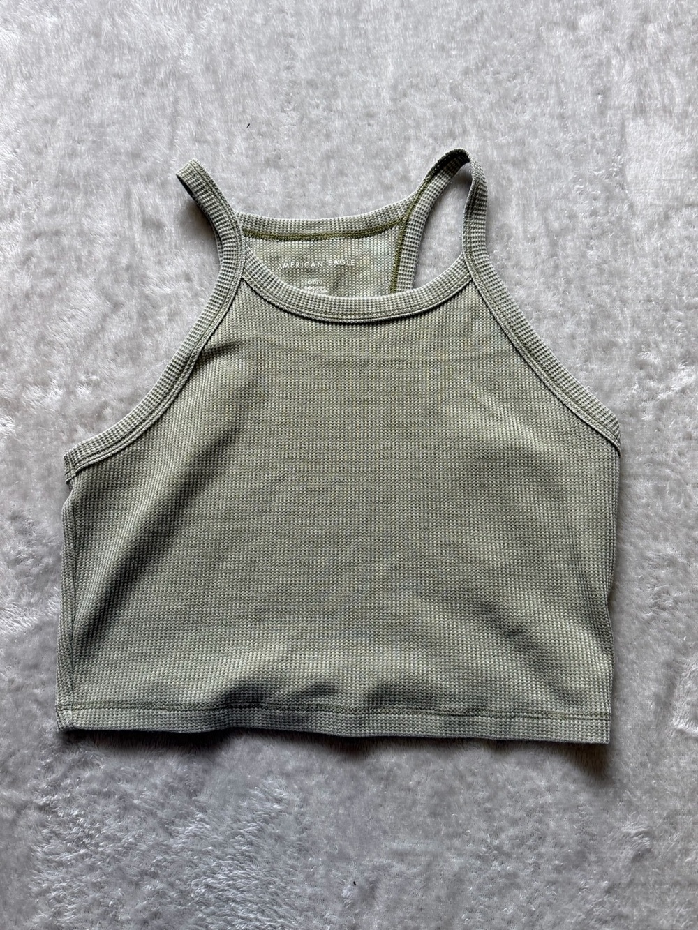 American Eagle Outfitters Light Sage Ribbed Cropped Tank